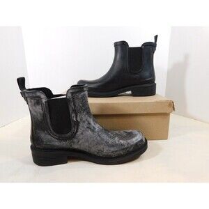 Madewell The Back Zip-Up Lugsole Rain Boots Women's sz 7 M Black